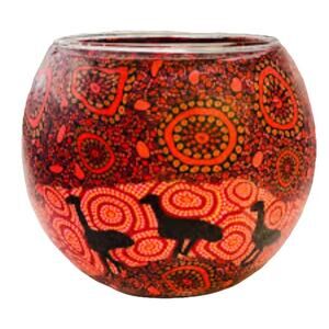 Aboriginal Emu Tealight Candle Holder KOH Emus Of Finnus Springs Australia Boho